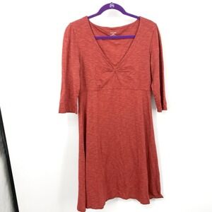 Horny Toad Co Women Size Medium Dress Red 3/4 Sleeve Organic Cotton Stretch V